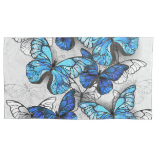 Composition of White and Blue Butterflies Pillowcase