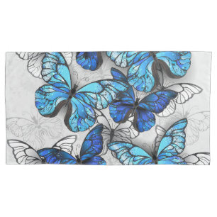 Composition of White and Blue Butterflies Pillowcase