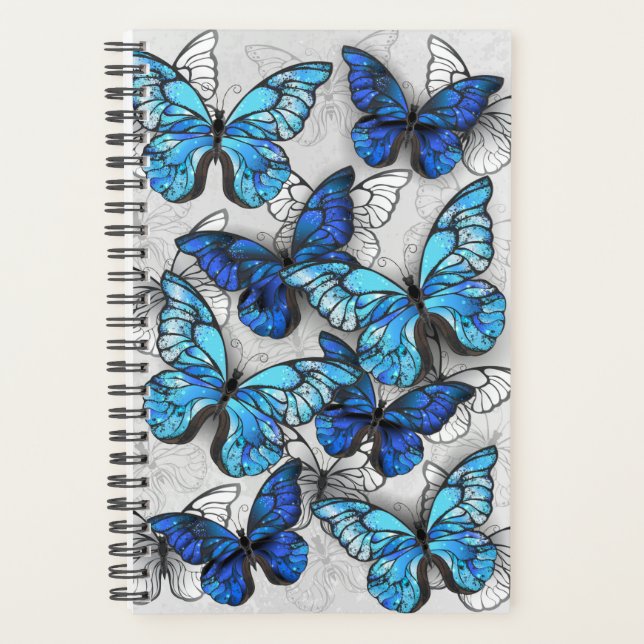 Composition of White and Blue Butterflies Planner (Front)