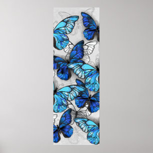Composition of White and Blue Butterflies Poster