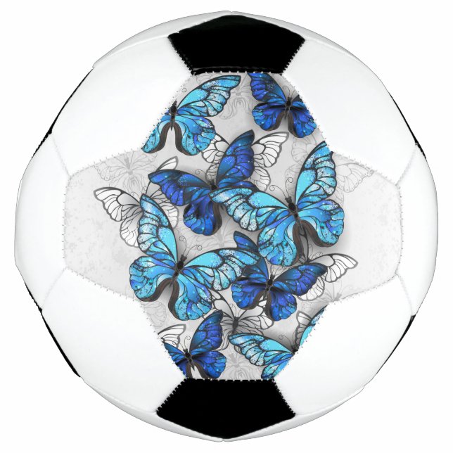 Composition of White and Blue Butterflies Soccer Ball (Front)