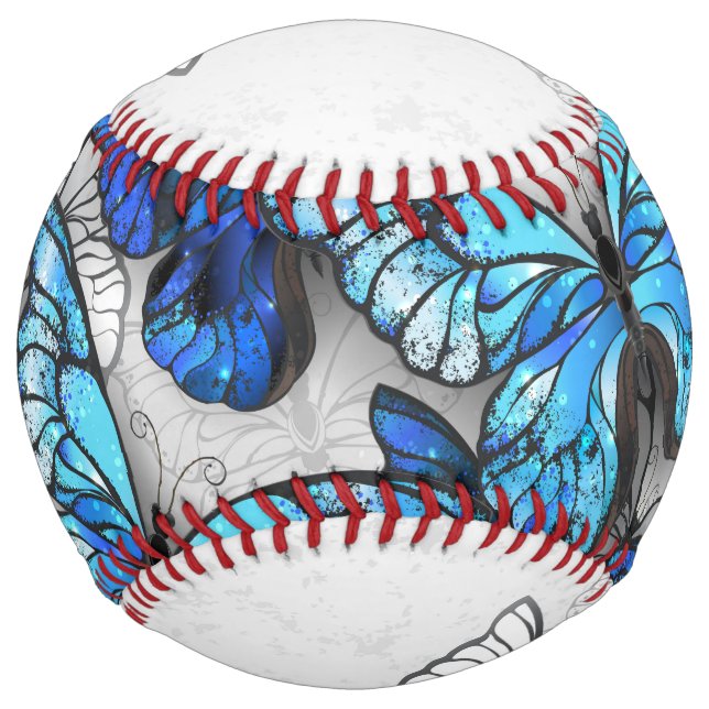 Composition of White and Blue Butterflies Softball (Front)