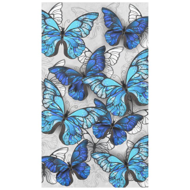 Composition of White and Blue Butterflies Tablecloth (Front)