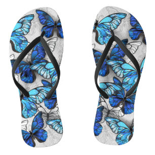 Composition of White and Blue Butterflies Thongs