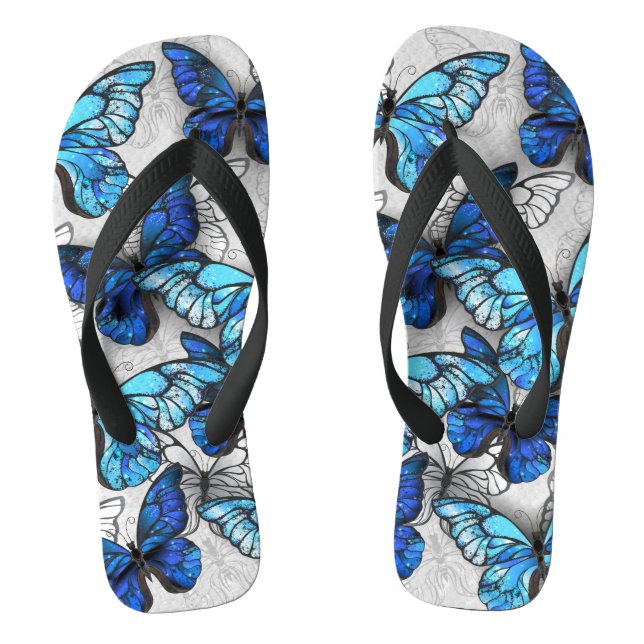 Composition of White and Blue Butterflies Thongs (Footbed)