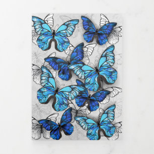 Composition of White and Blue Butterflies Tri-Fold Holiday Card