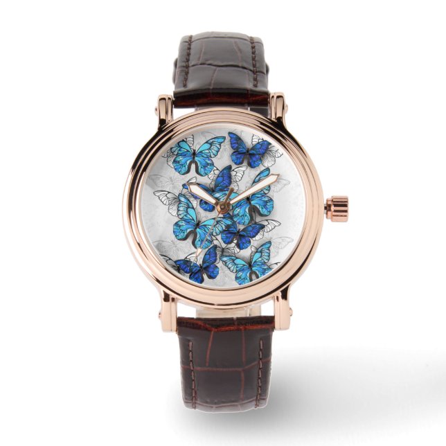 Composition of White and Blue Butterflies Watch (Front)