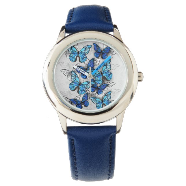 Composition of White and Blue Butterflies Watch (Front)