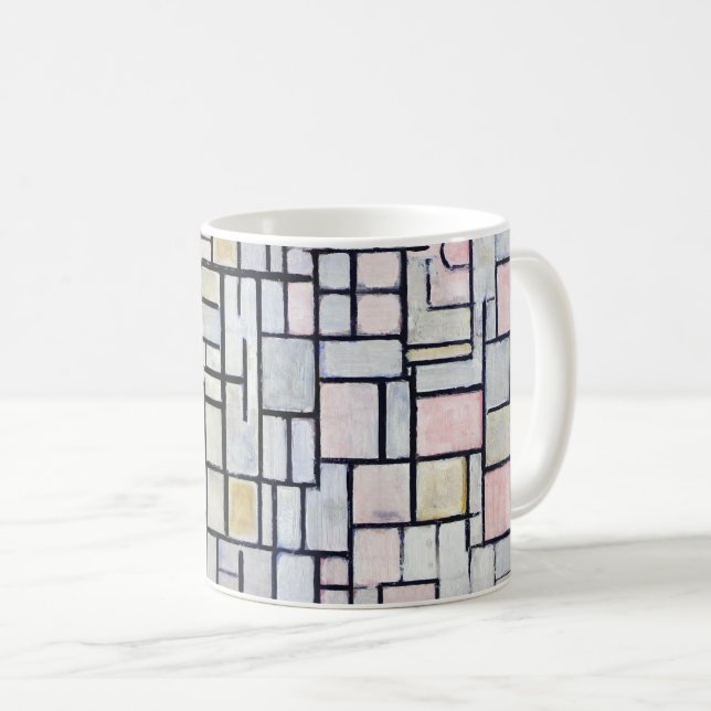 Composition Pink and Grey, Mondrian Coffee Mug (Front Right)