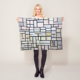 Composition Pink and Grey, Mondrian Fleece Blanket