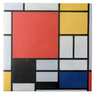 Composition Red, Yellow, Blue, Black, Mondrian Ceramic Tile