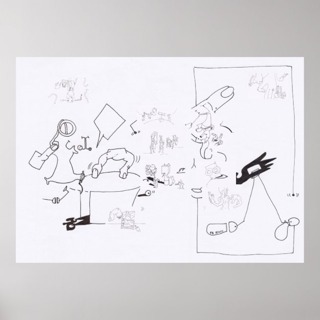 Composition Surreal Drawings Colouring Large Poste Poster (Front)