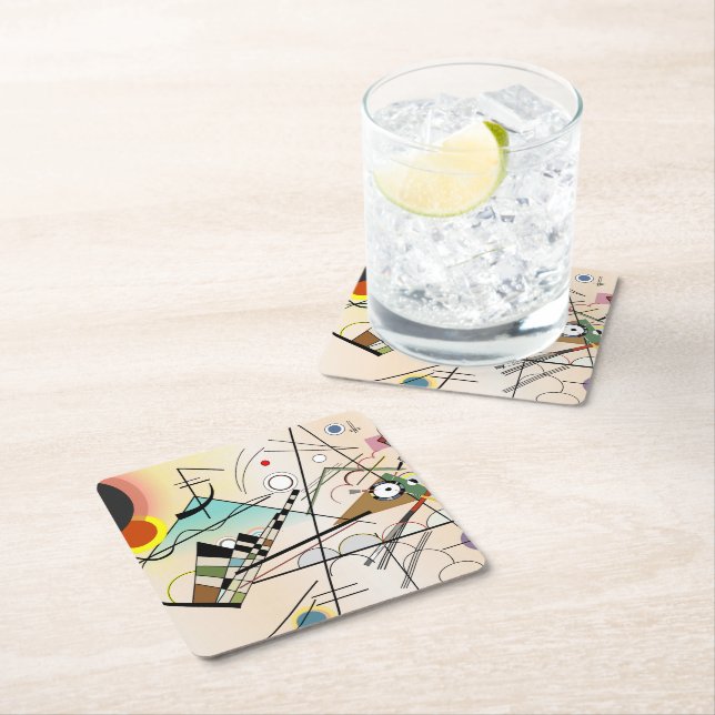 Composition VIII by Wassily Kandinsky Square Paper Coaster (Insitu)