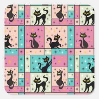 Composition with 5 Black Cats Square Sticker