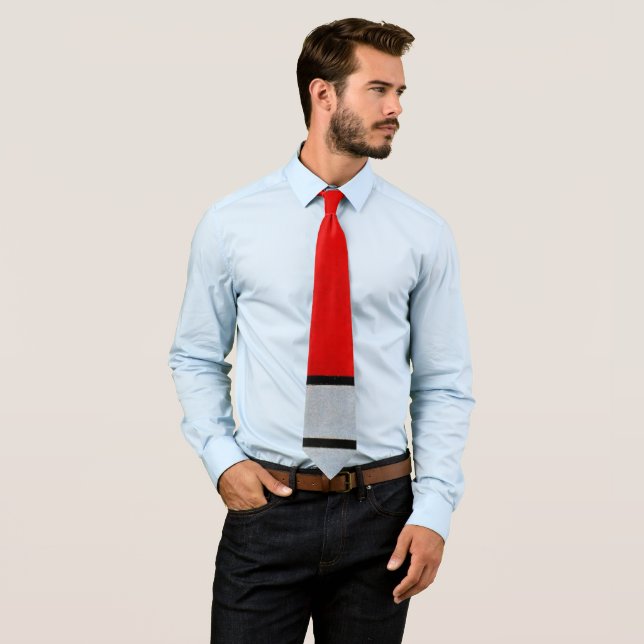 Composition with Large Red Plane Tie (In Situ)