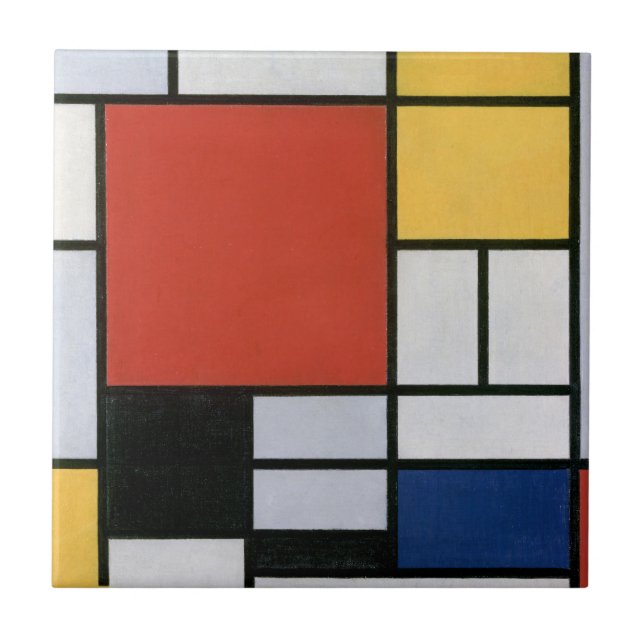Composition with Red Yellow Blue & Black Abstract  Ceramic Tile (Front)