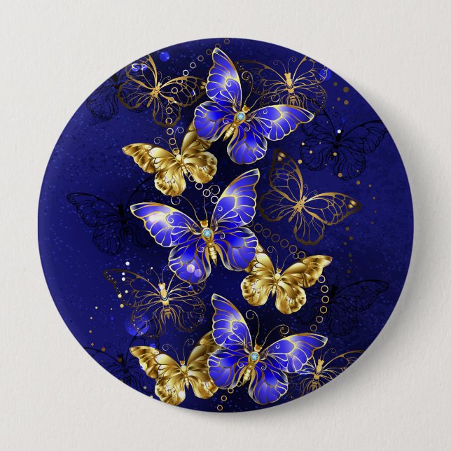 Composition with Sapphire Butterflies 10 Cm Round Badge (Front)