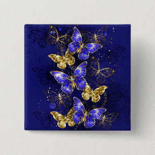 Composition with Sapphire Butterflies 15 Cm Square Badge