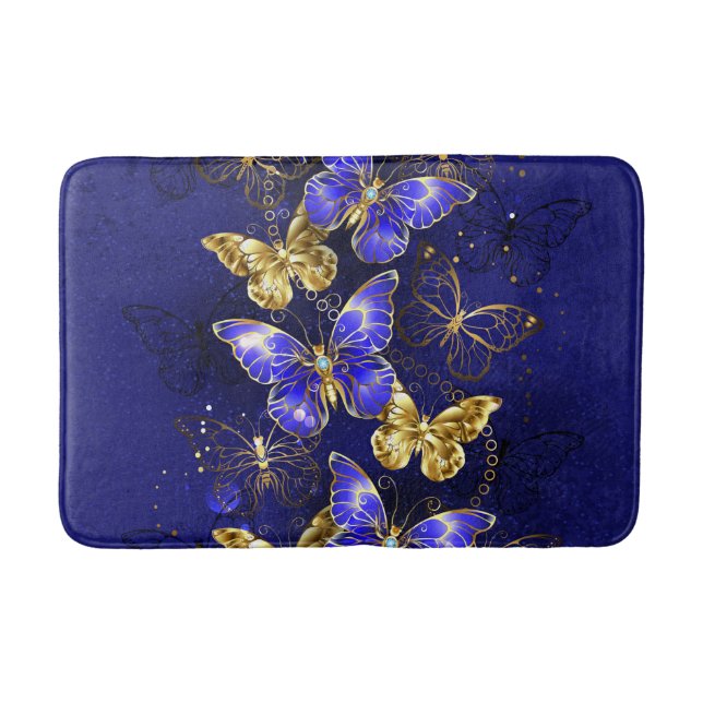 Composition with Sapphire Butterflies Bath Mat (Front)