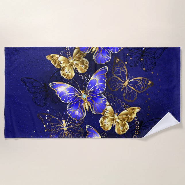 Composition with Sapphire Butterflies Beach Towel (Front)