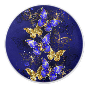 Composition with Sapphire Butterflies Ceramic Knob