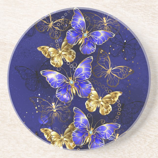 Composition with Sapphire Butterflies Coaster (Front)