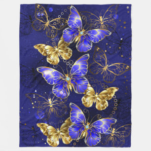 Composition with Sapphire Butterflies Fleece Blanket