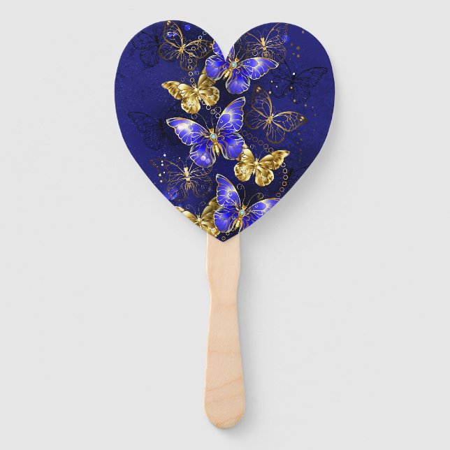 Composition with Sapphire Butterflies Hand Fan (Front)