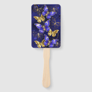 Composition with Sapphire Butterflies Hand Fan