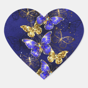 Composition with Sapphire Butterflies Heart Sticker