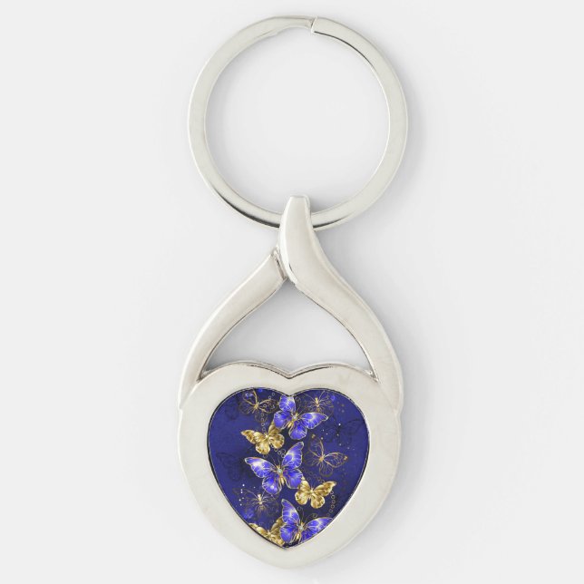 Composition with Sapphire Butterflies Key Ring (Front)