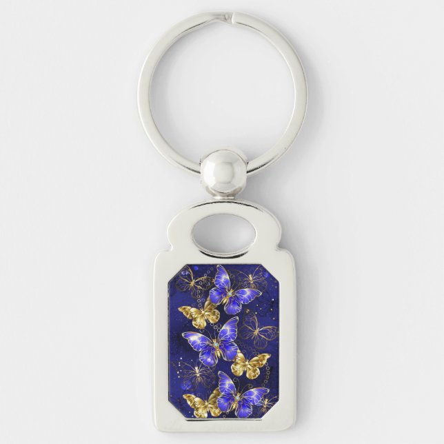 Composition with Sapphire Butterflies Key Ring (Front)