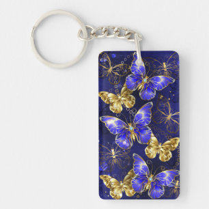Composition with Sapphire Butterflies Key Ring
