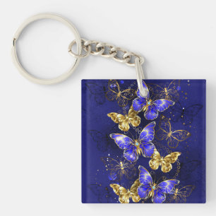 Composition with Sapphire Butterflies Key Ring