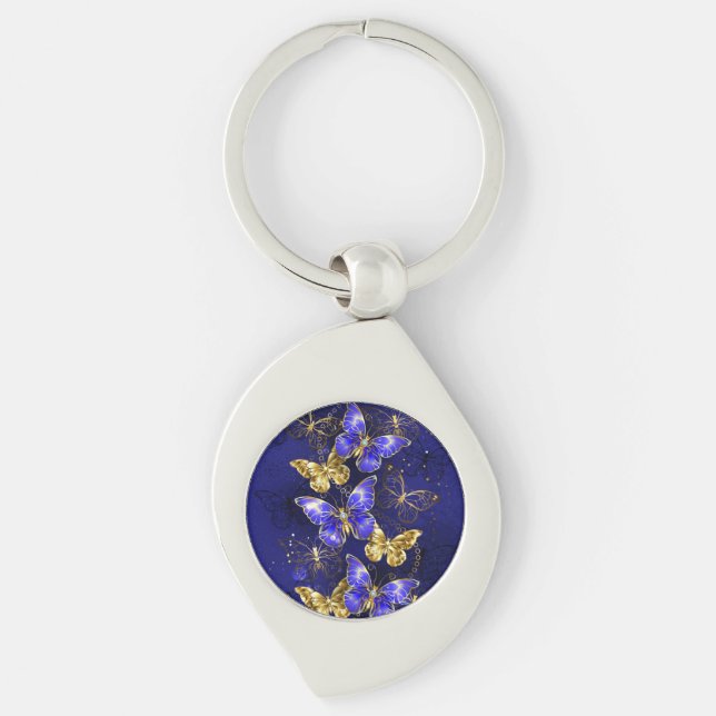Composition with Sapphire Butterflies Key Ring (Front)