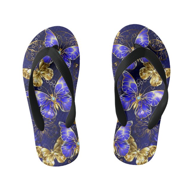 Composition with Sapphire Butterflies Kid's Thongs (Footbed)
