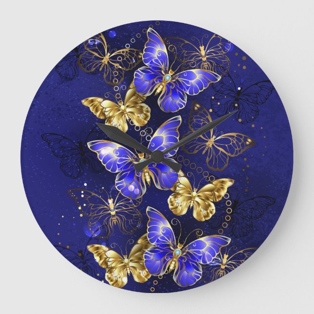 Composition with Sapphire Butterflies Large Clock (Front)
