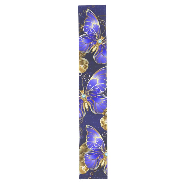 Composition with Sapphire Butterflies Long Table Runner (Front)