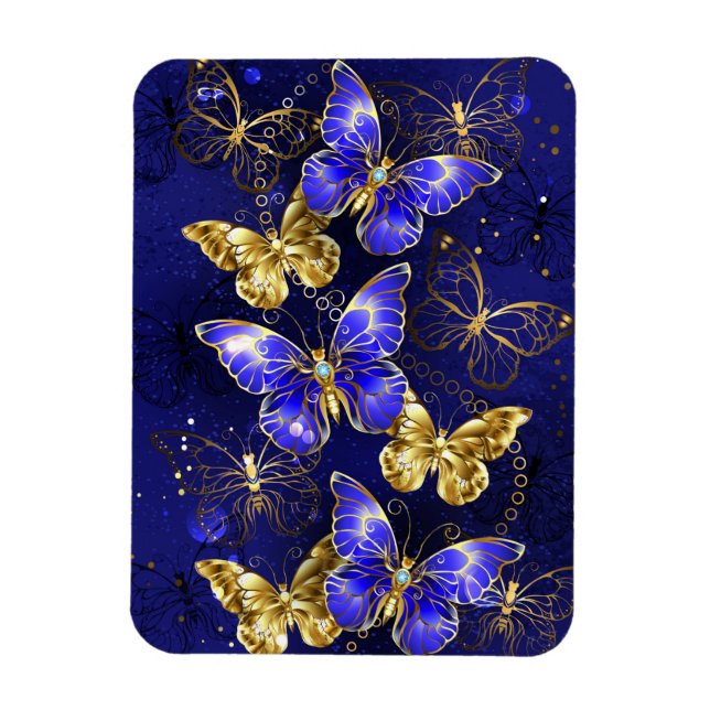 Composition with Sapphire Butterflies Magnet (Vertical)