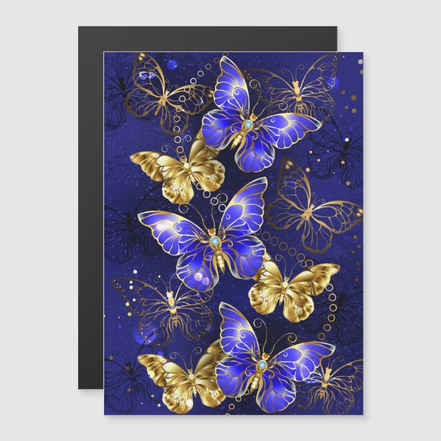 Composition with Sapphire Butterflies Magnetic Invitation (Front/Back)