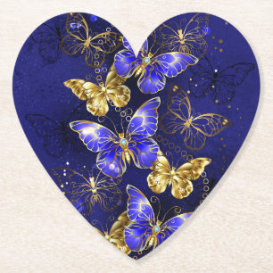 Composition with Sapphire Butterflies Paper Coaster