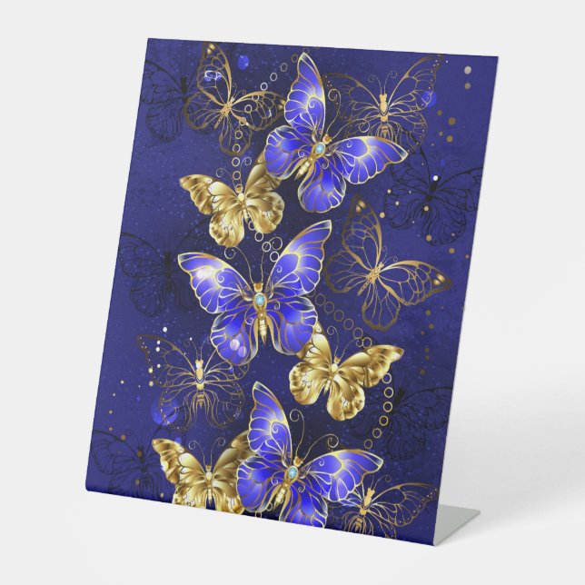 Composition with Sapphire Butterflies Pedestal Sign (Front)