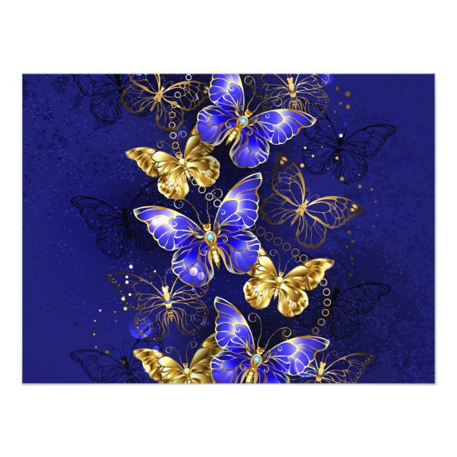 Composition with Sapphire Butterflies Photo Print (Front)