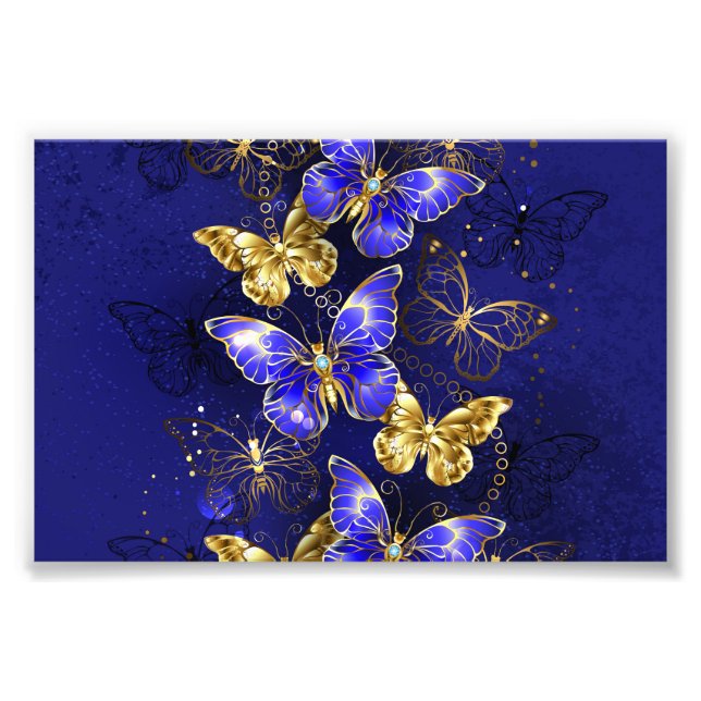 Composition with Sapphire Butterflies Photo Print (Front)