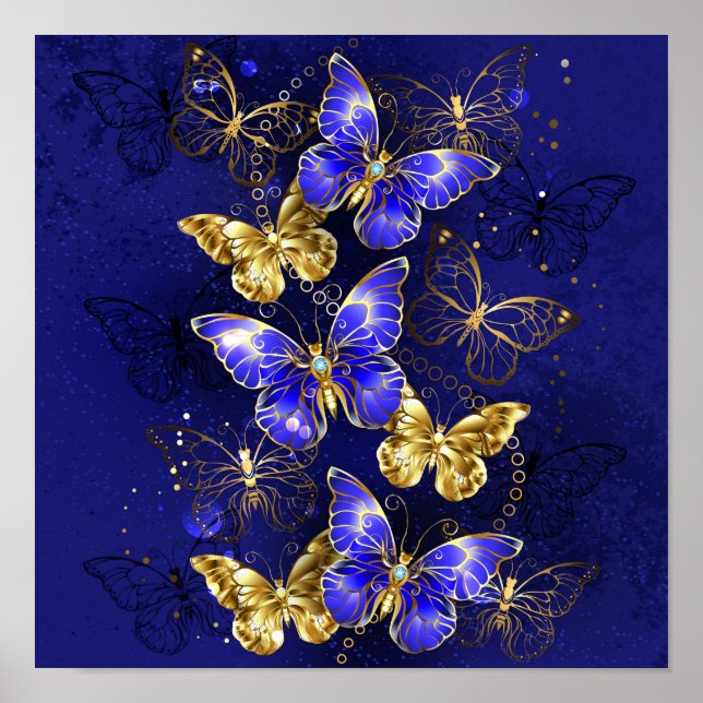 Composition with Sapphire Butterflies Poster (Front)