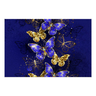 Composition with Sapphire Butterflies Poster