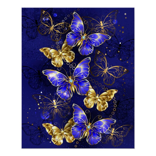 Composition with Sapphire Butterflies Poster (Front)