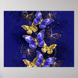 Composition with Sapphire Butterflies Poster