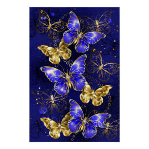 Composition with Sapphire Butterflies Poster