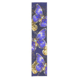 Composition with Sapphire Butterflies Short Table Runner